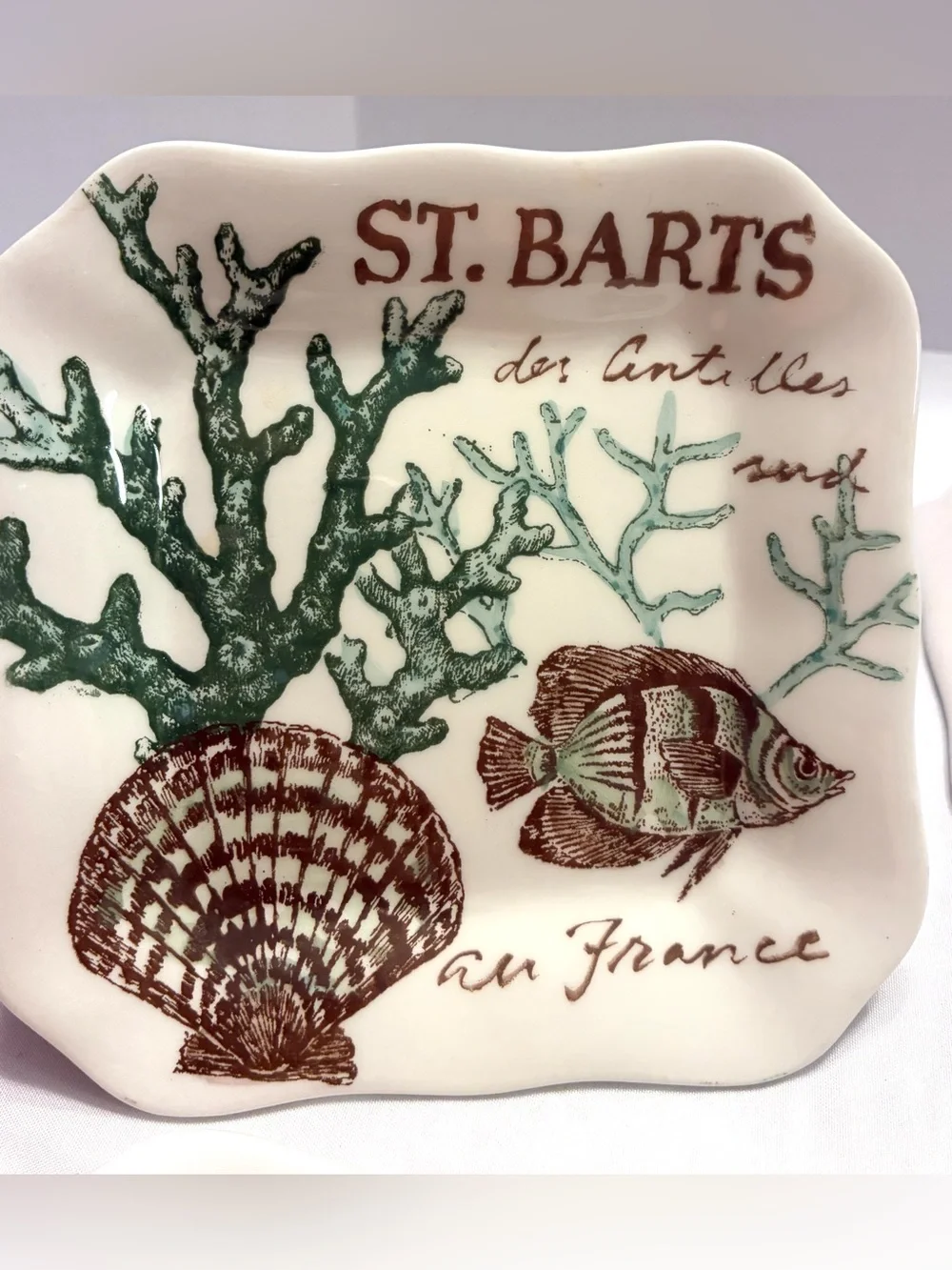 Maxcera “Sealife” - four ceramic square plates, 5” x 5”